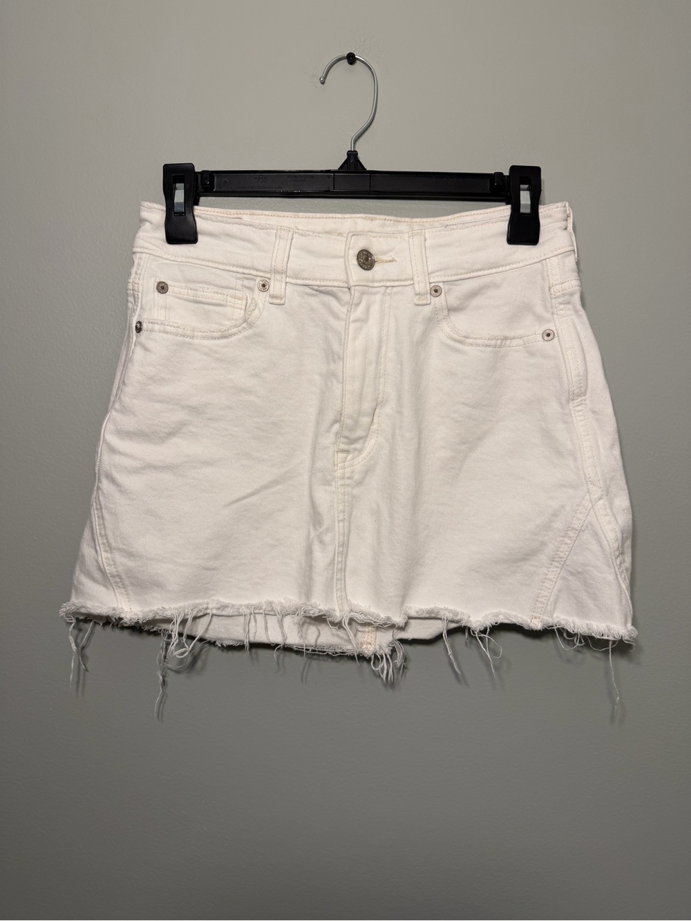 American Eagle Outfitters White Distressed Denim Mini Skirt